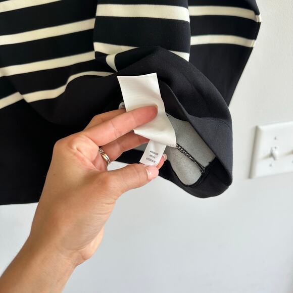 Spanx x Evereve Air Essentials Mock Pullover Striped Black/Porcelain L NWT - Picture 8 of 10